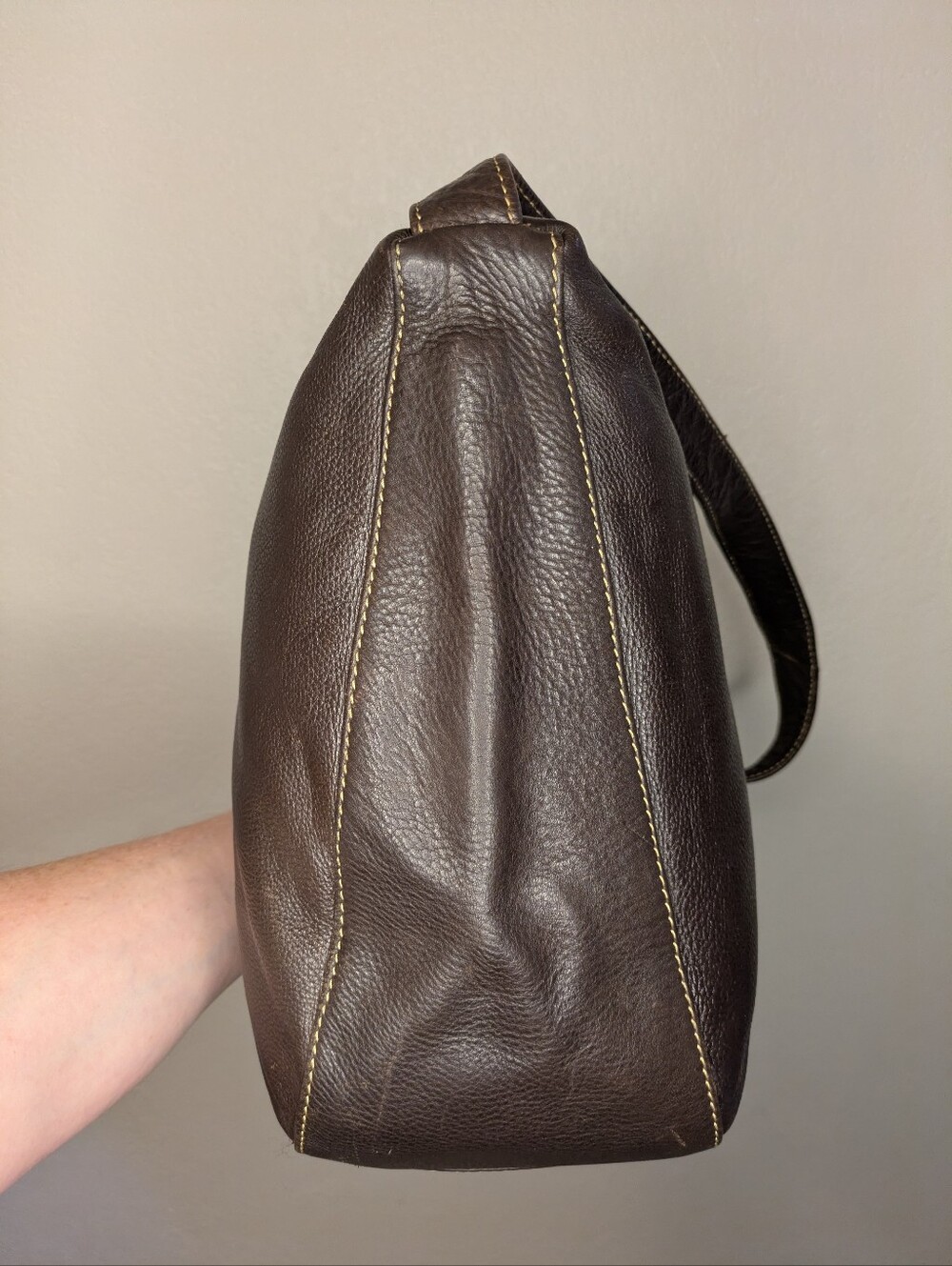 Vintage ESPRIT Collection San Francisco Chocolate Brown Leather Shoulder Bag 90s - Picture 8 of 13